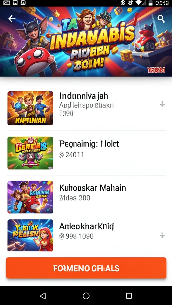 Tampilan utama game dengan menu navigasi yang mudah.